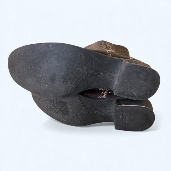 Matisse Brown Leather Mid-Calf Riding Boots Embroidered Western Boho Womens 8.5 - Picture 5 of 14